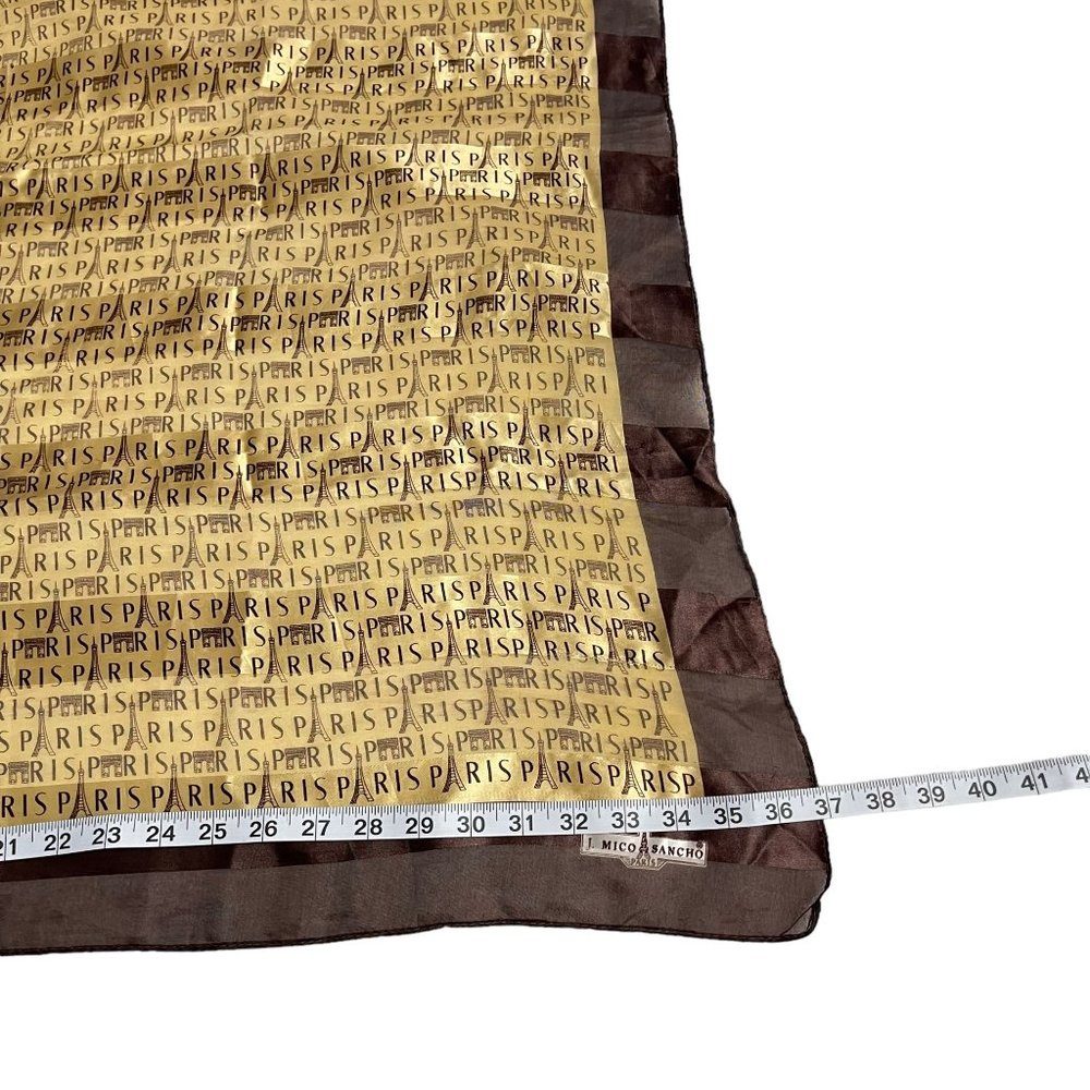 J. Mico Sancho Paris Women's Large Gold & Brown Scarf - Picture 4 of 7